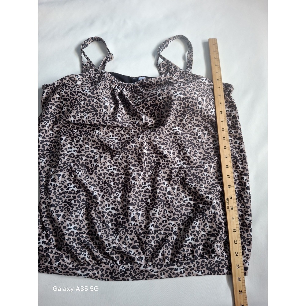 Ocean blue Women's Plus Blouson Bandeau Tankini Top Leopard Print 3XL‎ - Picture 6 of 8